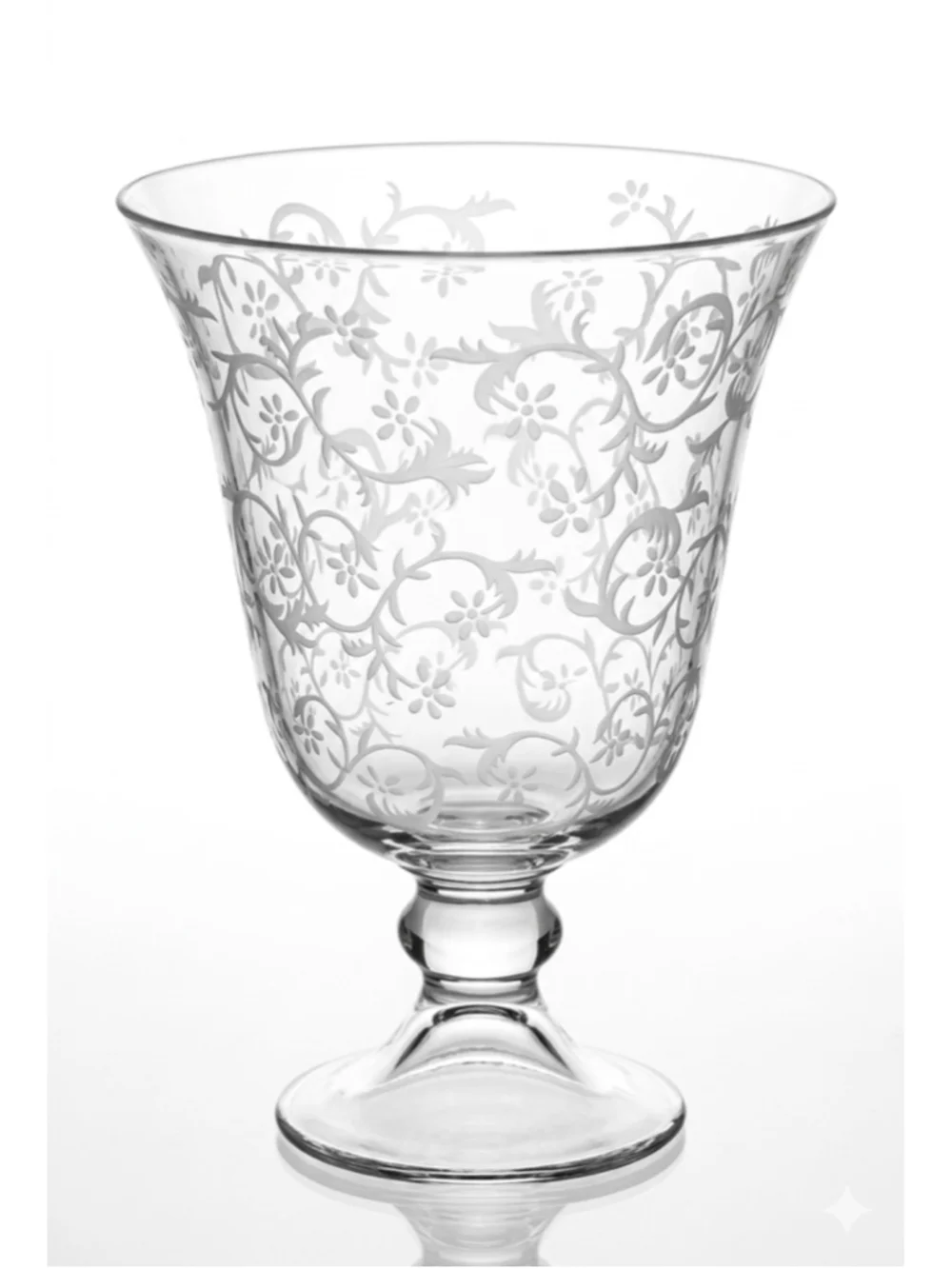 Flared Frosted Etched Footed Vase – 10” Elegant Crystal-Style Design